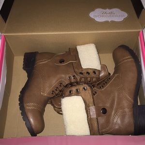 Brown combat boots